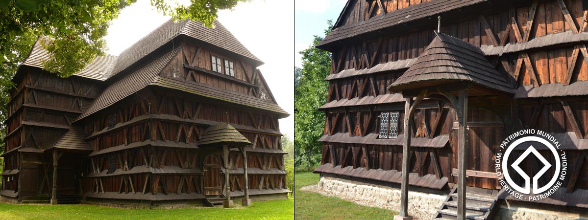 Wooden Church in Hronsek and baroque bell-house - Slovakia