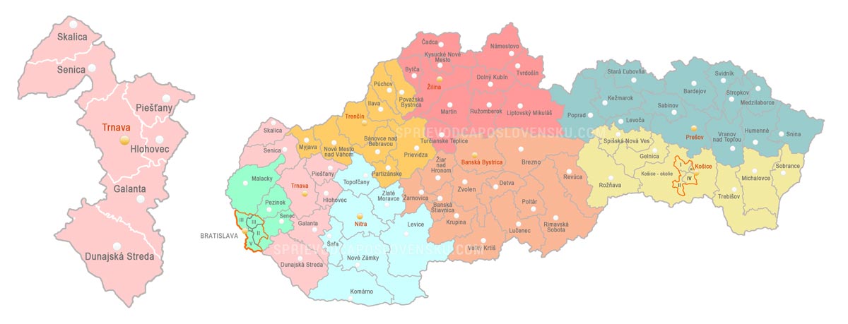 Districts - Trnava Region